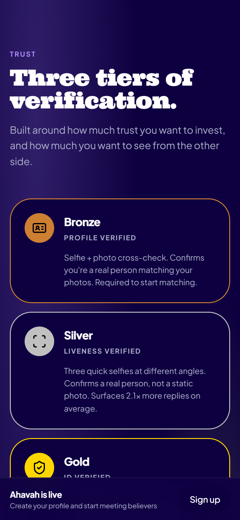 Verification section, mobile